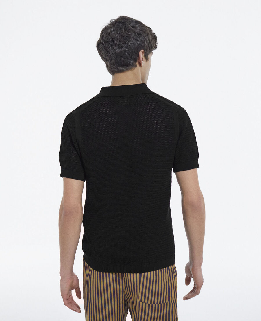 short-sleeve black cotton sweater