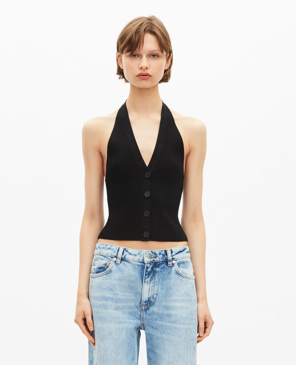 The Kooples FEMME BLACK top en maille noir
