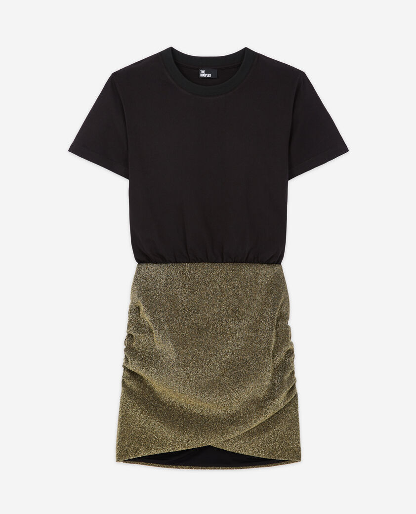The Kooples FEMME BLACK GOLD robe courte noire et or
