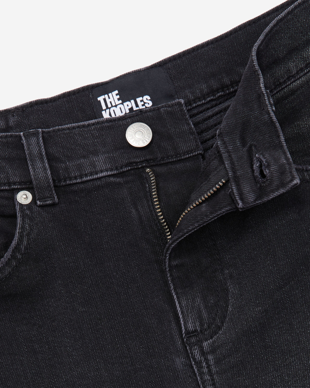 The Kooples WOMEN BLACK WASHED black slim biker jeans