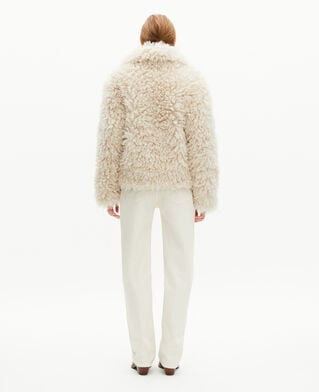The Kooples DAMEN ECRU mantel in pelzoptik ecru