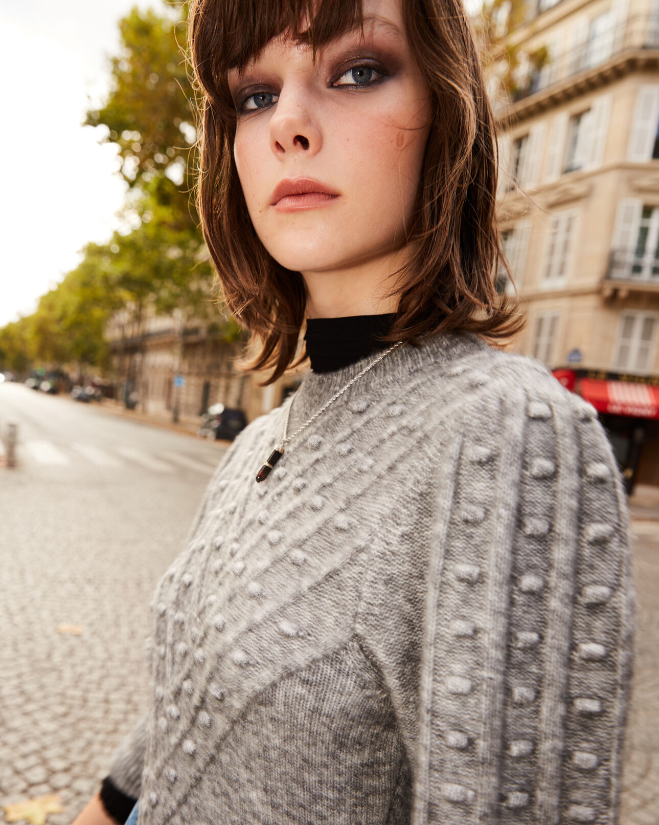 The Kooples MUJER GREY jersey gris mezcla de lana cuello redondo