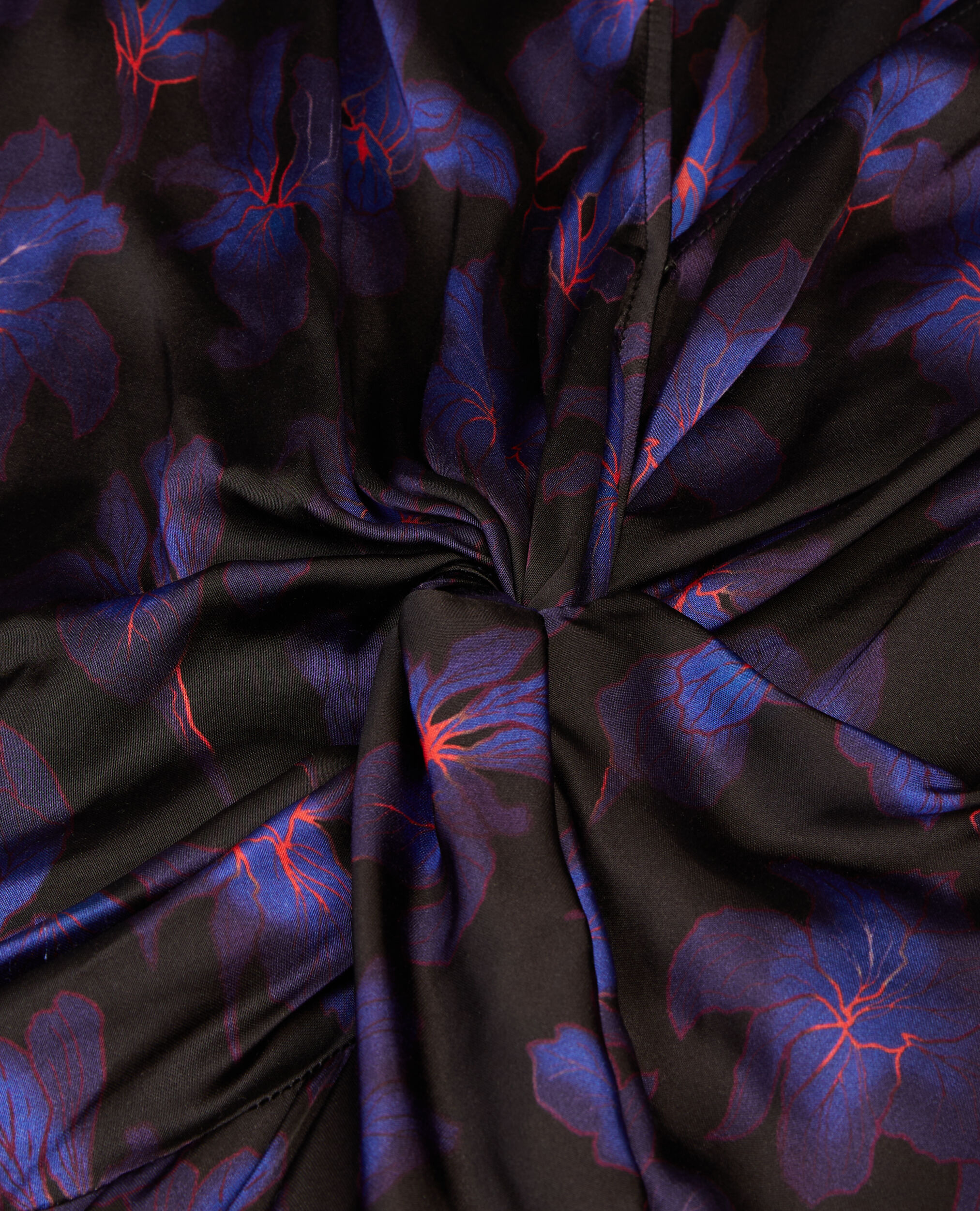 Robe courte imprimée avec drapé, BLACK /LIGHT PINK / BLUE, hi-res image number null
