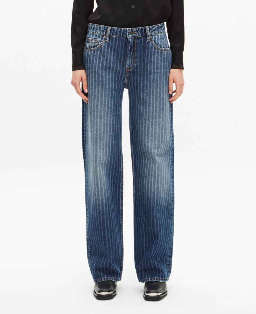 The Kooples FEMME BABY BLUE jean large à rayures bleu