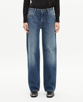 The Kooples FEMME BABY BLUE jean large à rayures bleu