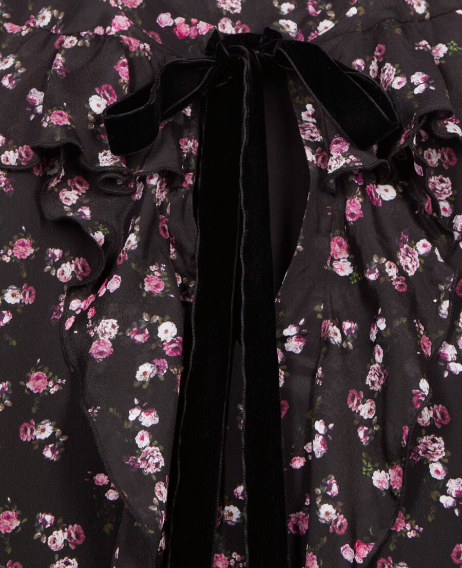 The Kooples FEMME BLACK robe courte à volants imprimé fleuri