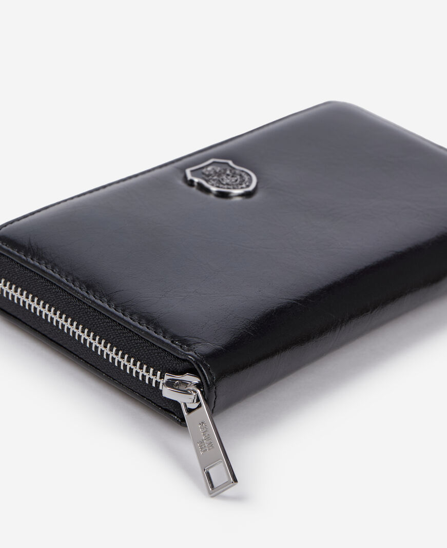 The Kooples MIXED BLACK black leather blazon wallet