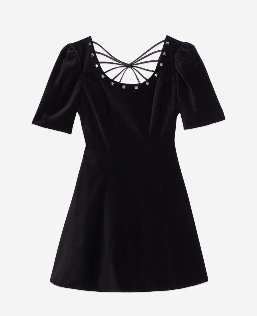 The Kooples DAMEN BLACK schwarzes, kurzes kleid aus samt