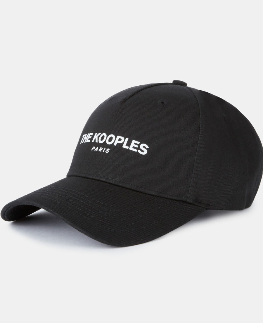 schwarze kappe aus baumwolle mit weißem logo