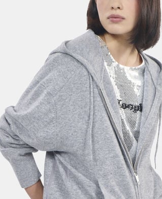 The Kooples FEMME MIDDLE GREY MEL sweatshirt &agrave; capuche en laine et cachemire gris