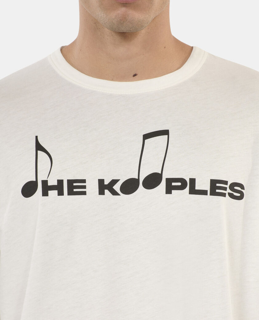 The Kooples HOMME ECRU t-shirt manches longues &agrave; serigraphie blanc