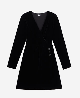 The Kooples DAMEN BLACK schwarzes, kurzes kleid aus samt