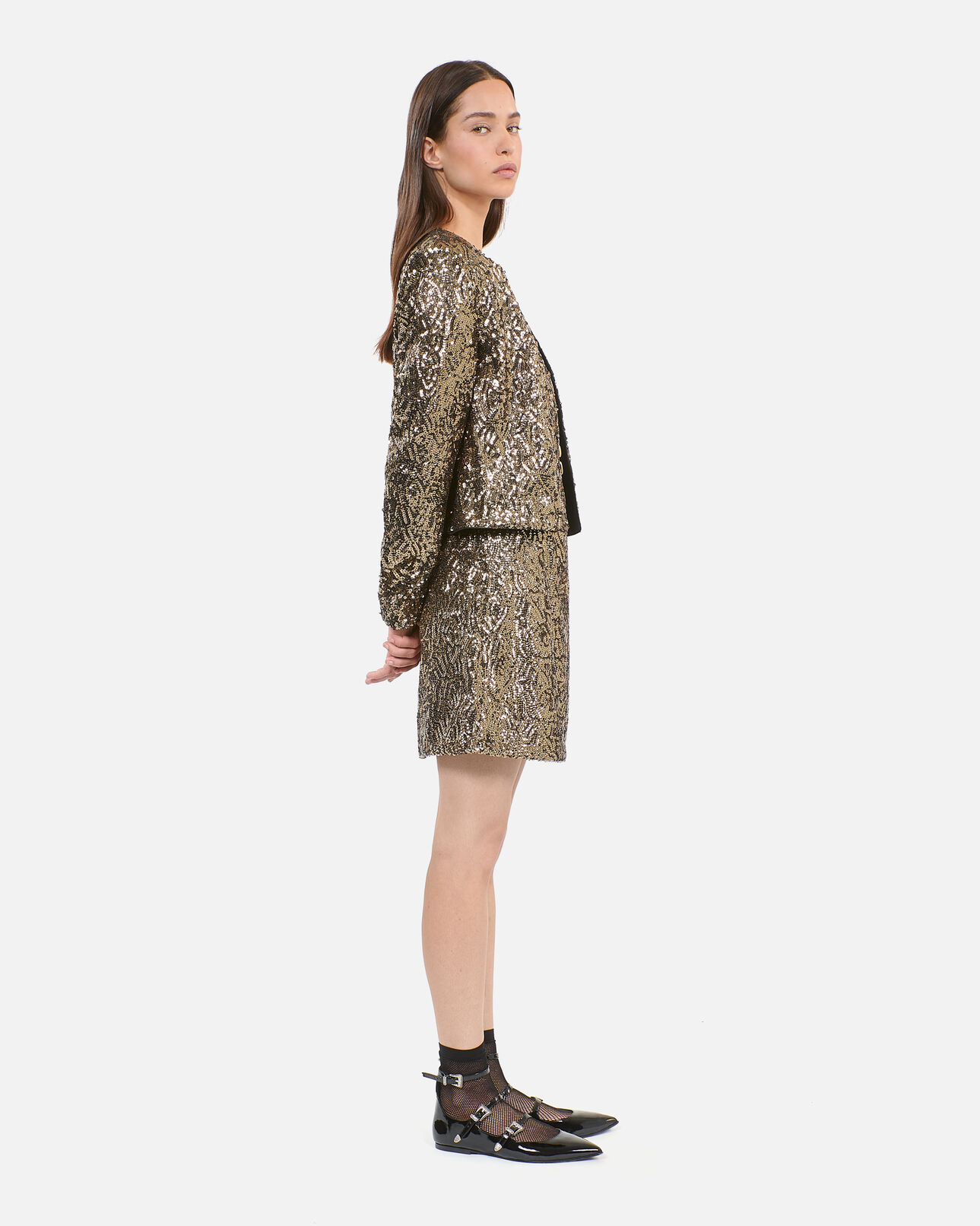 The Kooples FEMME GOLD veste courte à sequins dorés