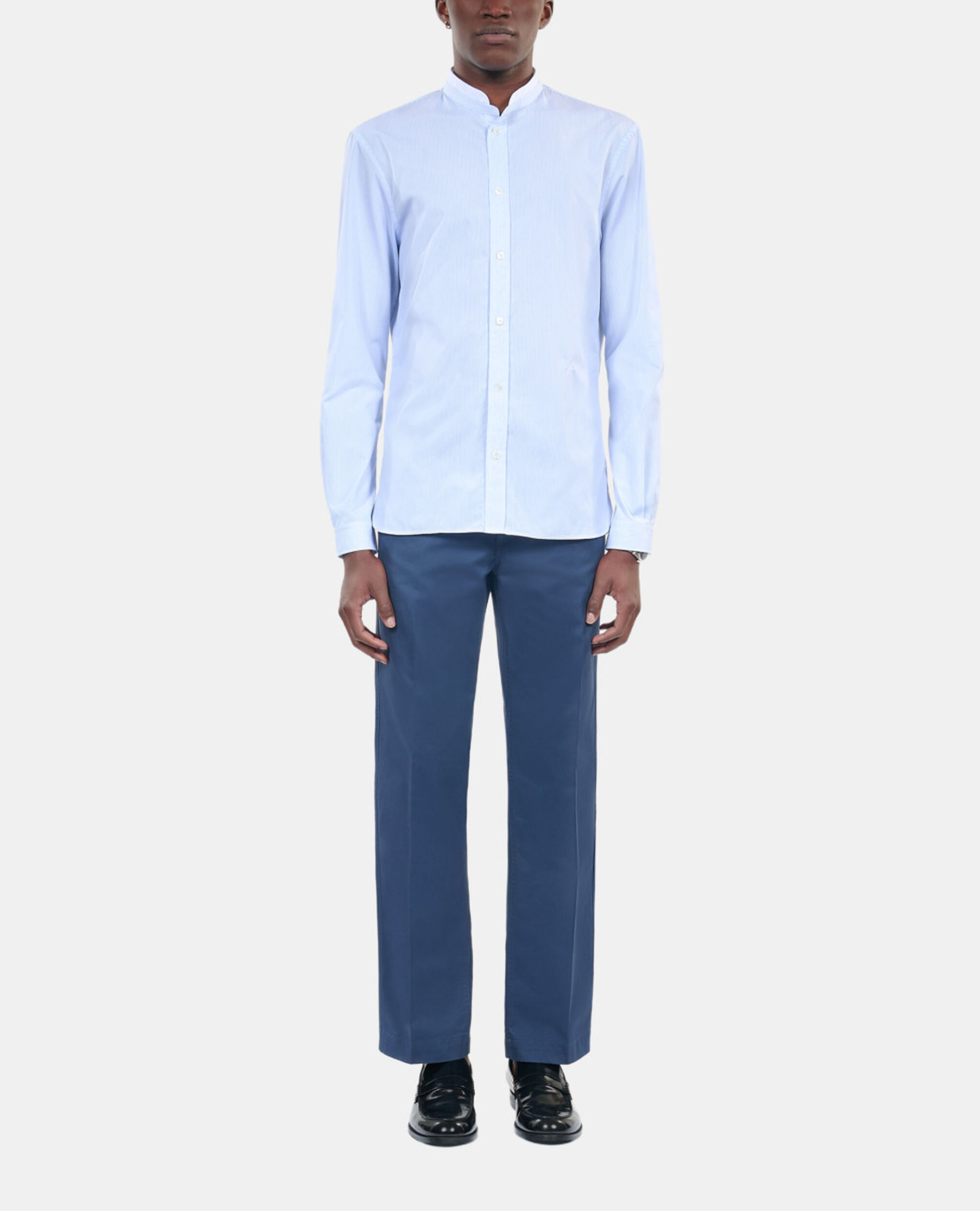 White striped formal shirt, BLUE WHITE, hi-res image number null