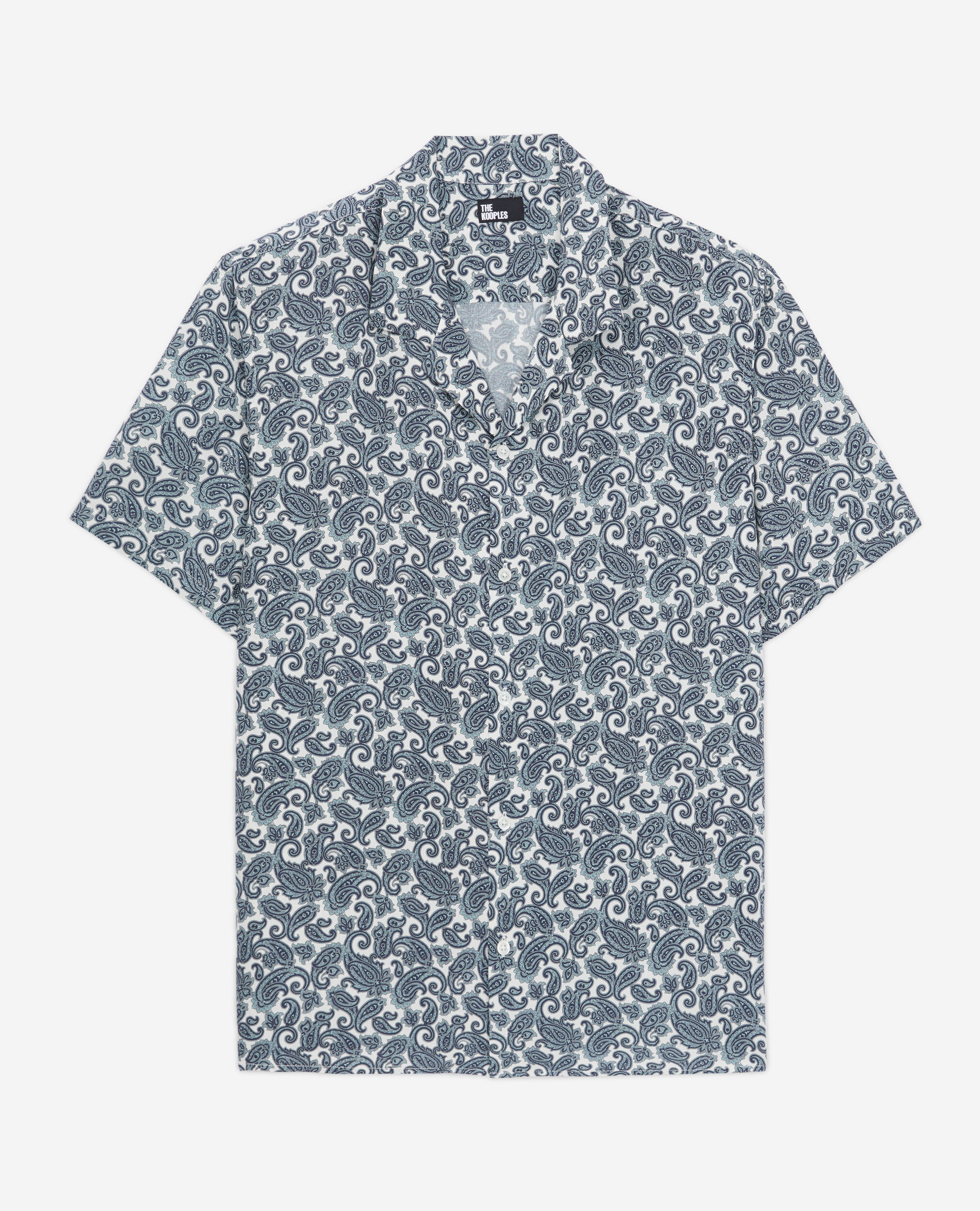 Kurzärmeliges Hemd mit Print , WHITE - BLUE, hi-res image number null