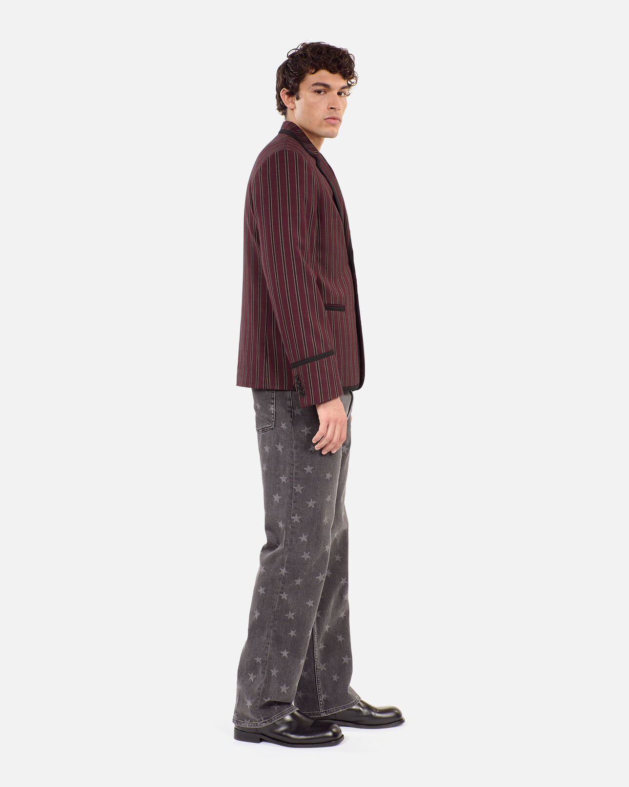 The Kooples MEN BLACK - RED striped wool-blend jacket