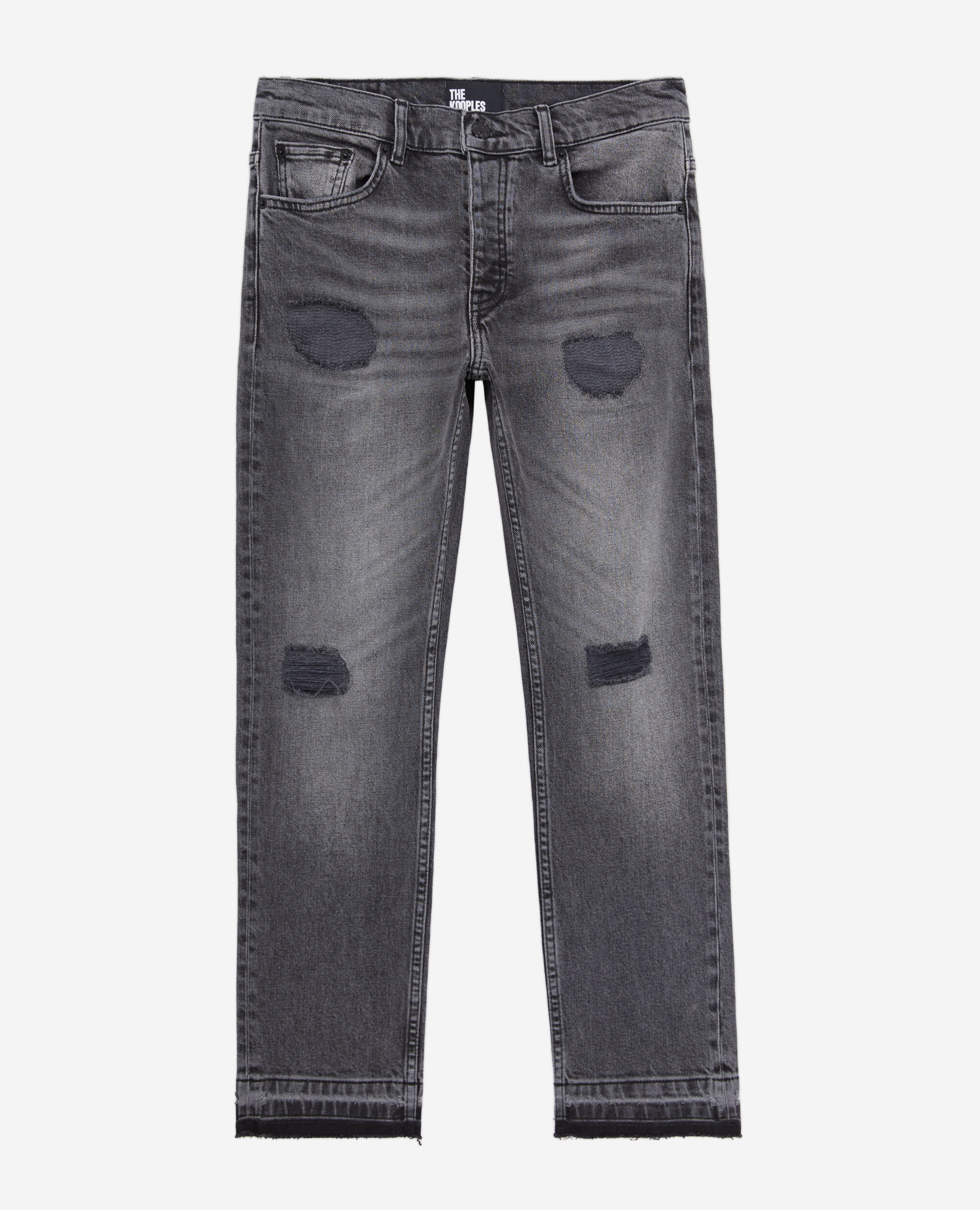 Graue Jeans mit geradem Bein, LIGHT GREY MEL/WHITE, hi-res image number null