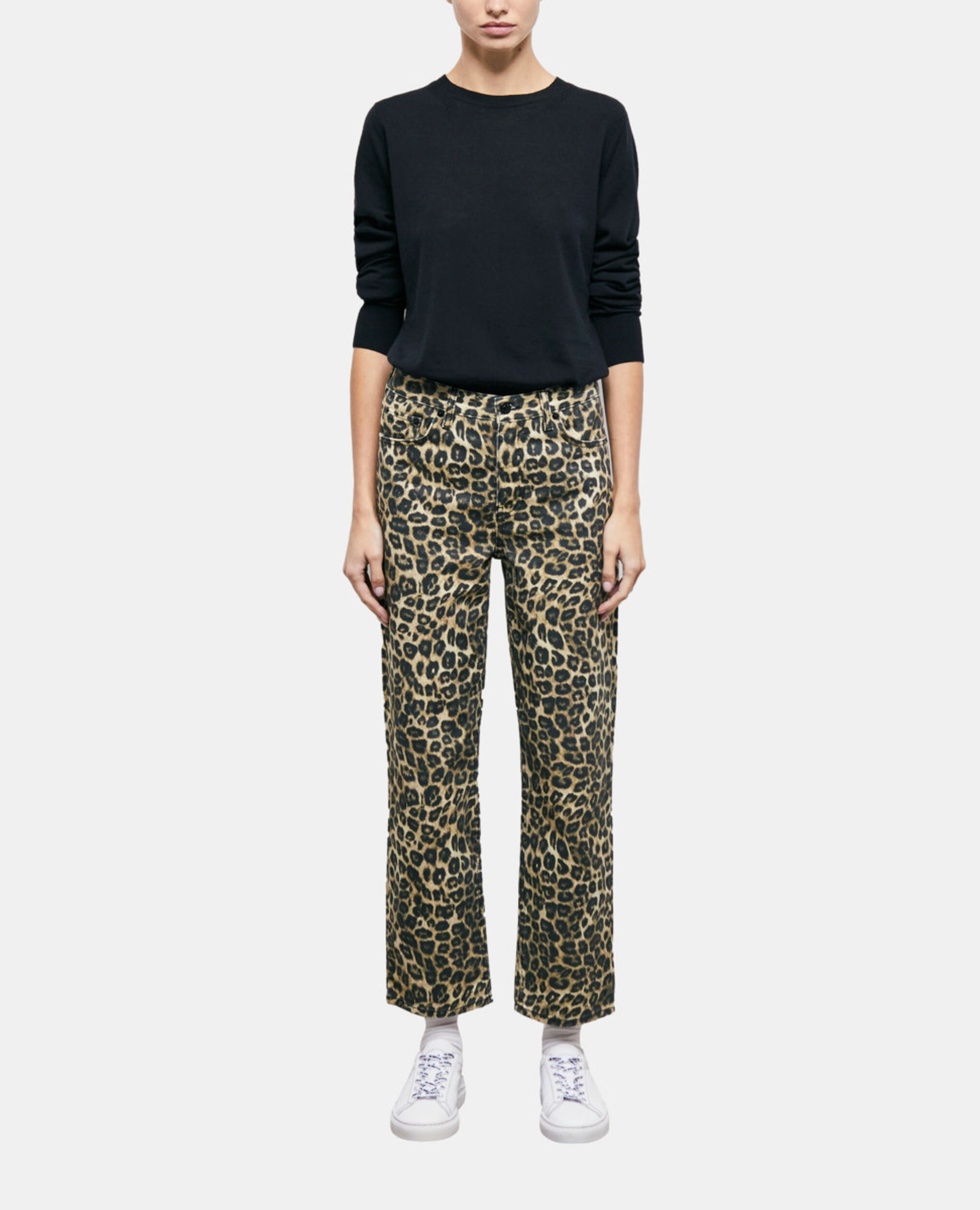 Leopard print straight-cut jeans, LEOPARD, hi-res image number null