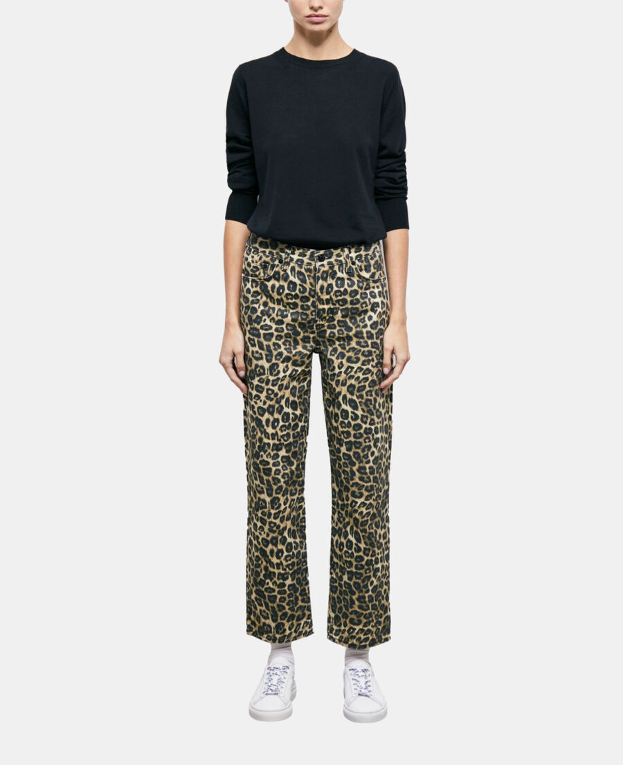 leopard print straight-cut jeans