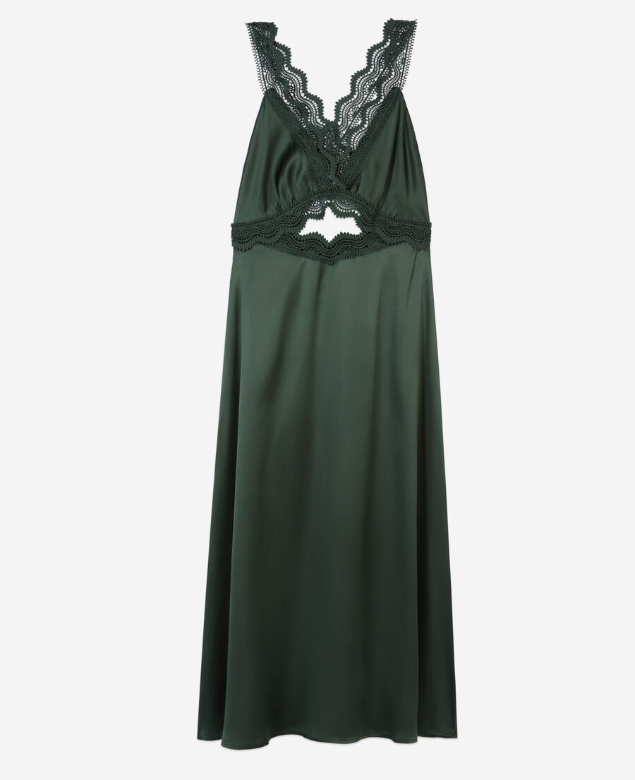robe nuisette longue verte avec guipure