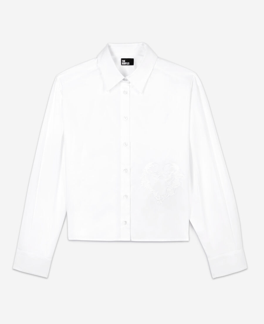 weißes hemd mit skull-heart-stickerei