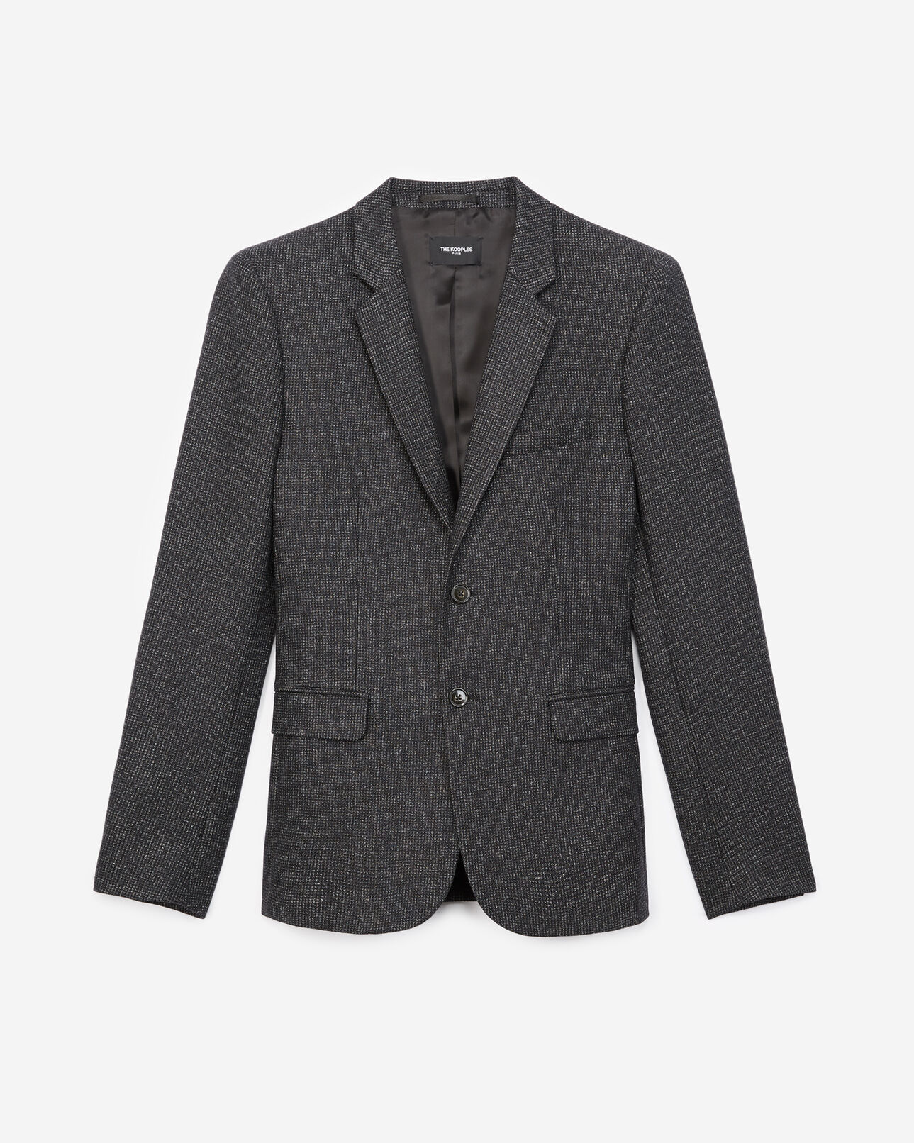 The Kooples HOMME BLACK GREY veste habillée noire laine à coudières