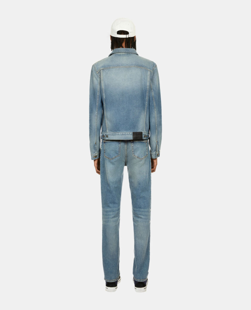 The Kooples HERREN BLUE DENIM blauer blouson aus gewaschenem denim