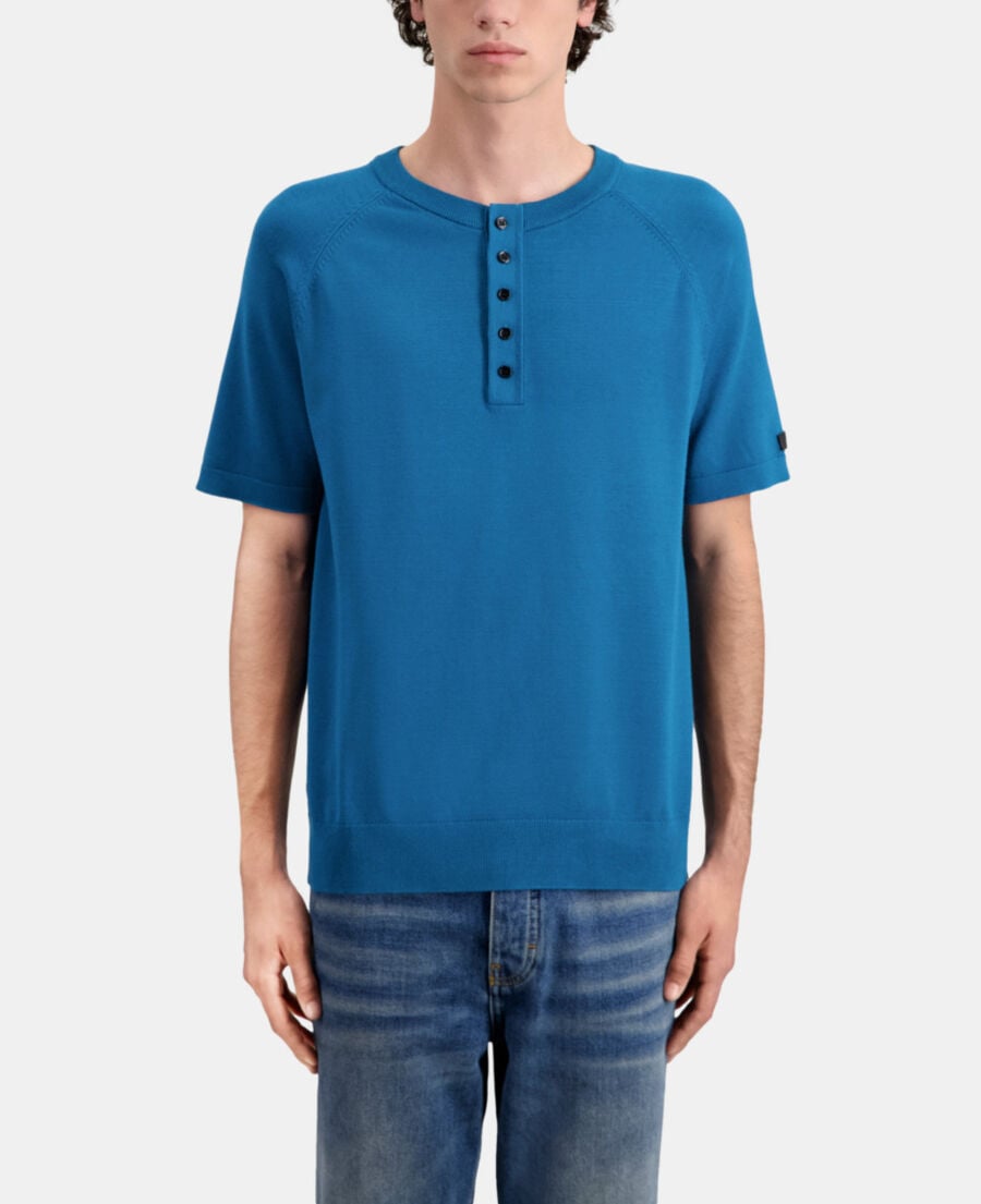 The Kooples MEN MEDIUM BLUE men's blue knit t-shirt