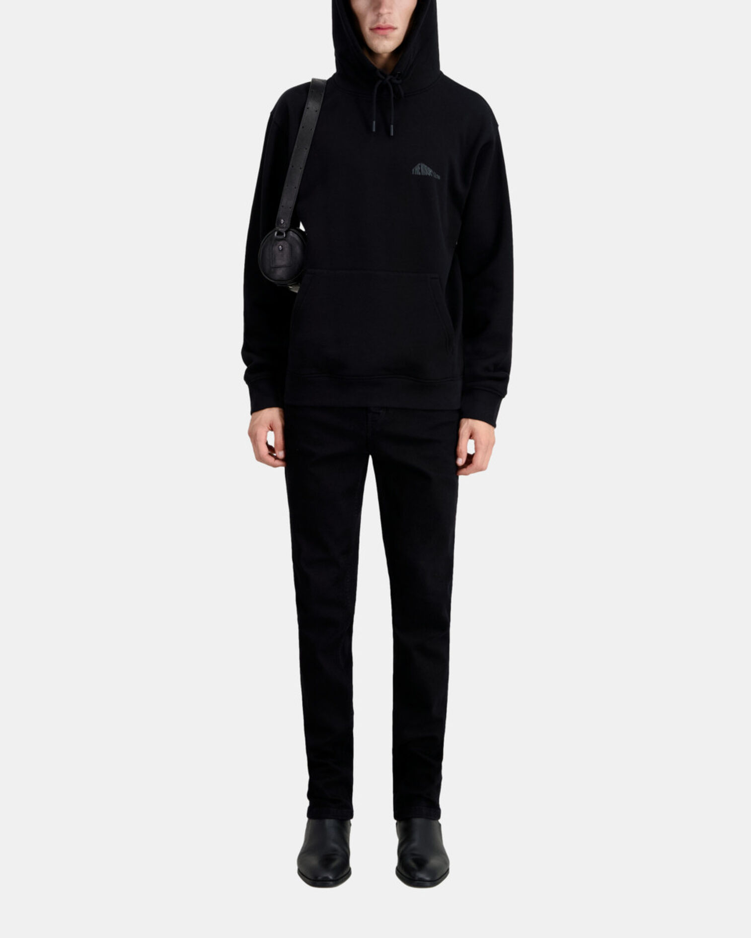Sweatshirt Homme à capuche noir avec sérigraphie Logo graphique, BLACK, hi-res image number null