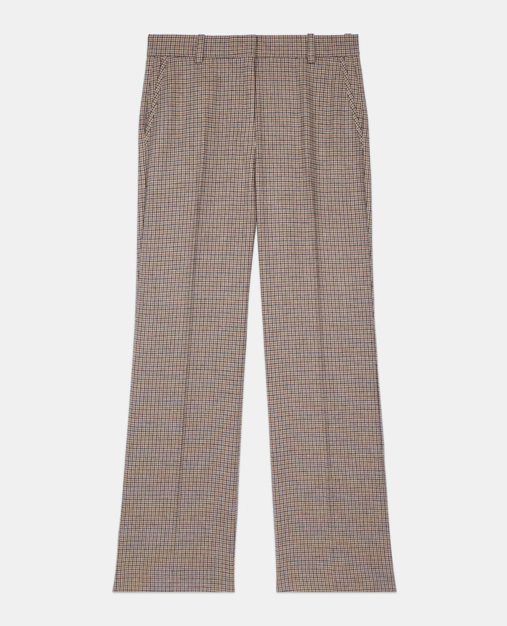 Pantalon tailleur droit pied de poule beige, BEIGE-BROWN, hi-res image number null