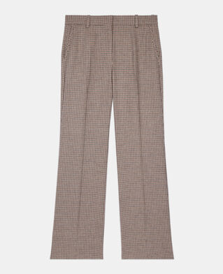 The Kooples FEMME BEIGE-BROWN pantalon tailleur droit pied de poule beige
