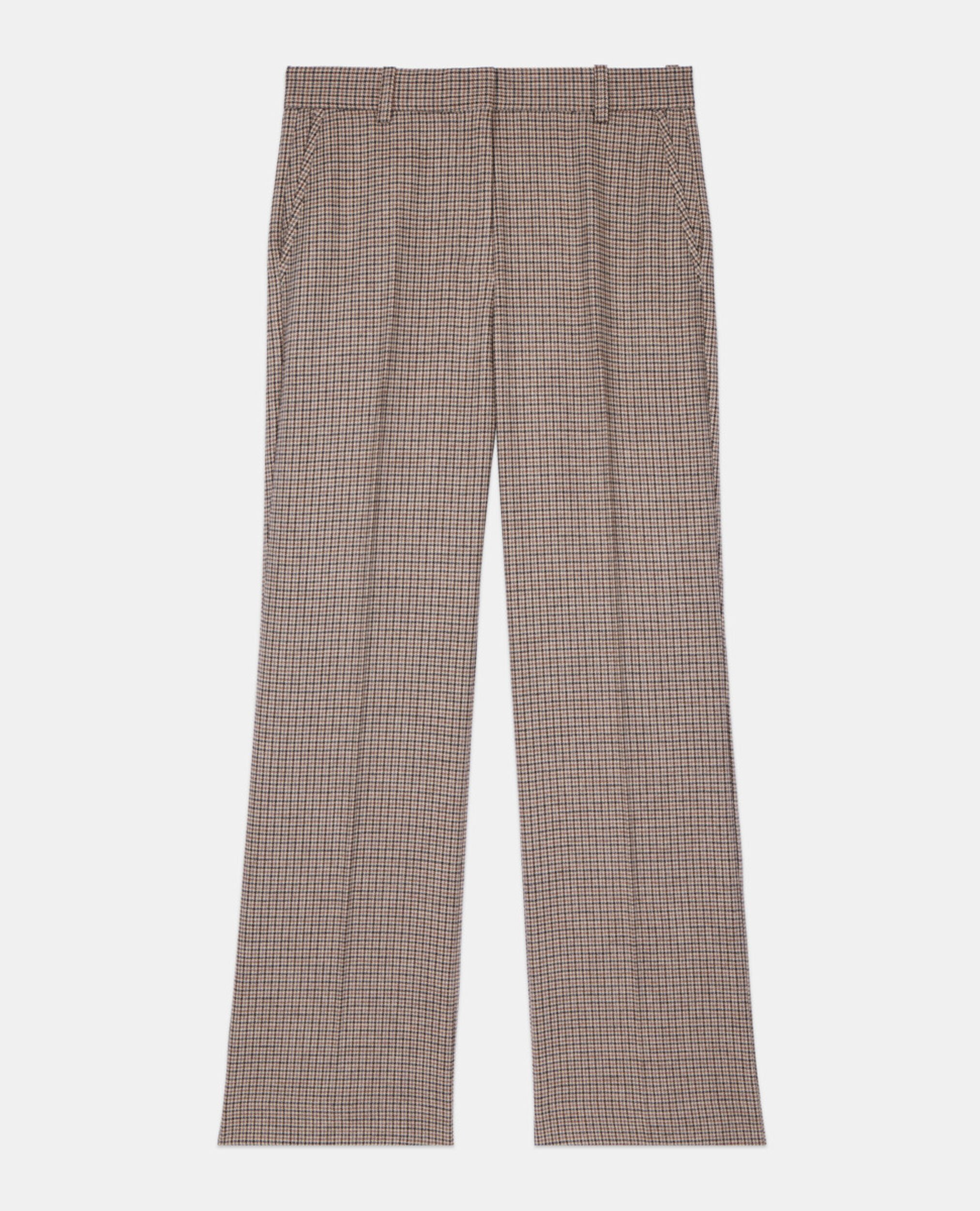 Pantalon tailleur droit pied de poule beige, BEIGE-BROWN, hi-res image number null