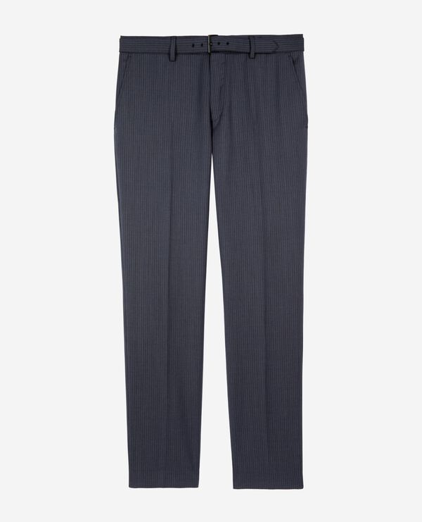 The Kooples HOMME BLUE pantalon de costume à rayures bleu