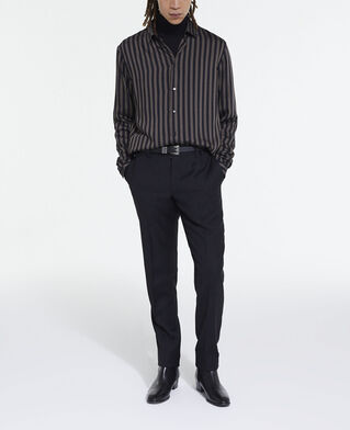 The Kooples HOMME BLACK BEIGE chemise col classique à rayures