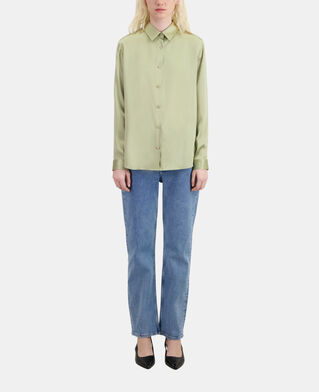 The Kooples F KAKI GREY light green satin silk shirt