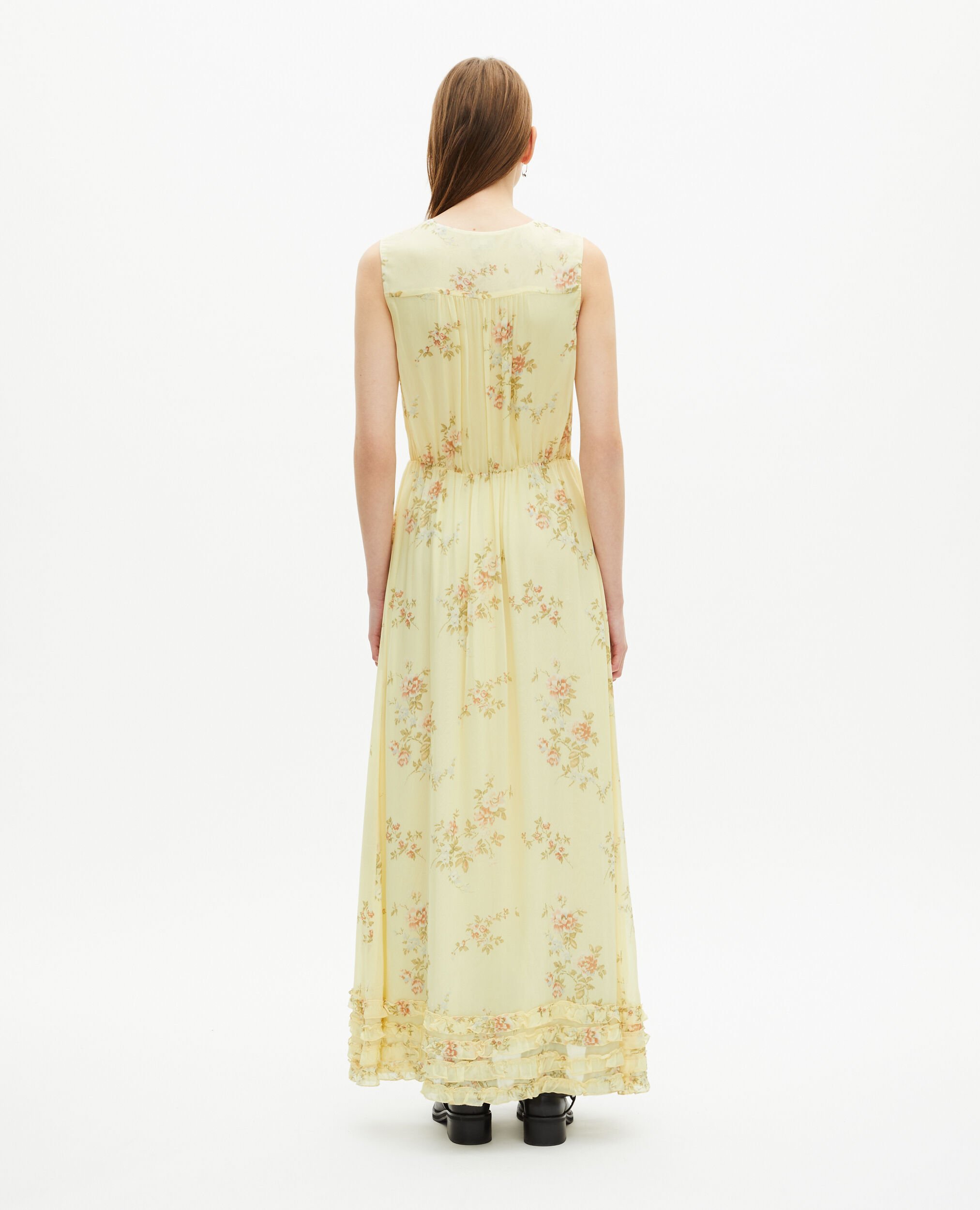Long yellow floral print dress, YELLOW, hi-res image number null