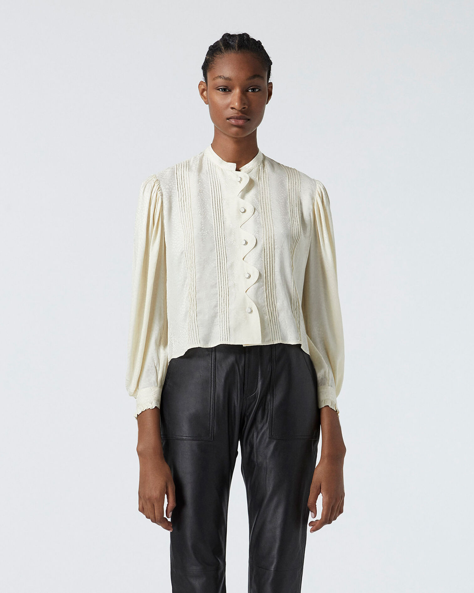 Flowing ecru top with snakeskin motif, ECRU, hi-res image number null