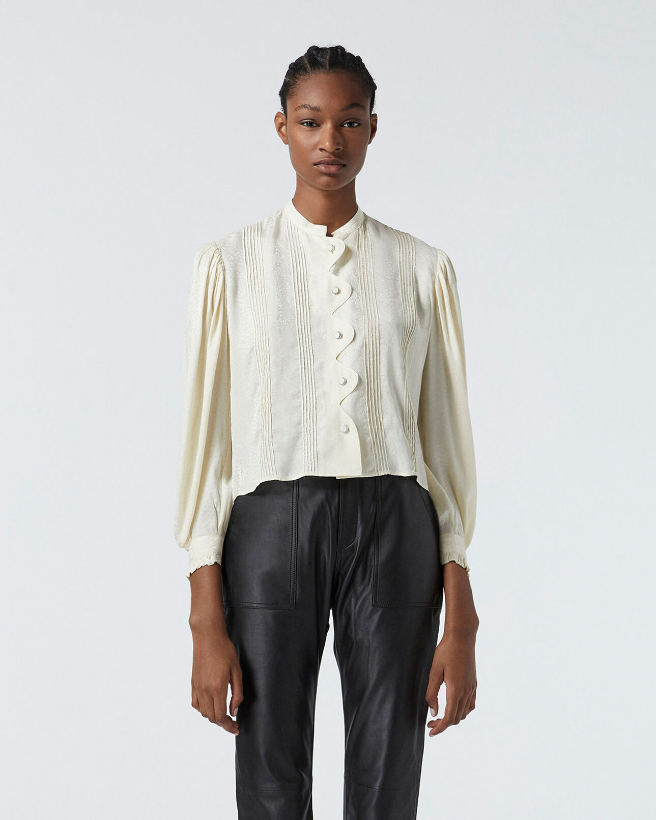 The Kooples WOMEN ECRU flowing ecru top with snakeskin motif