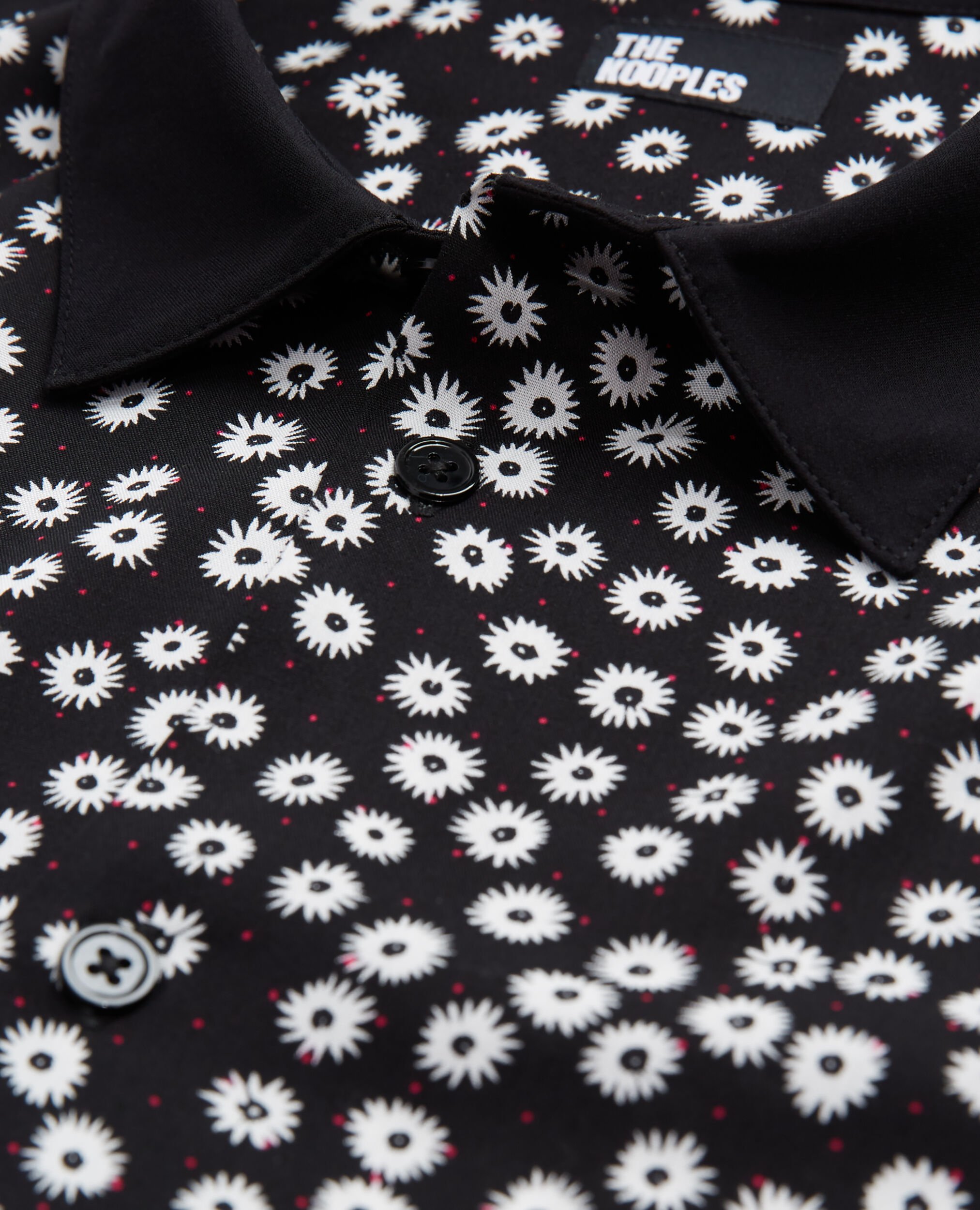 Printed classic-collar shirt, BLACK WHITE, hi-res image number null
