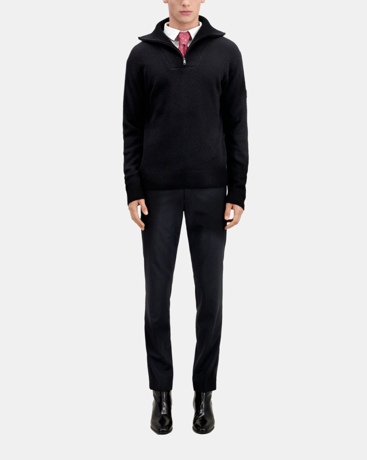 The Kooples HOMME BLACK pull en laine mélangée avec zip noir