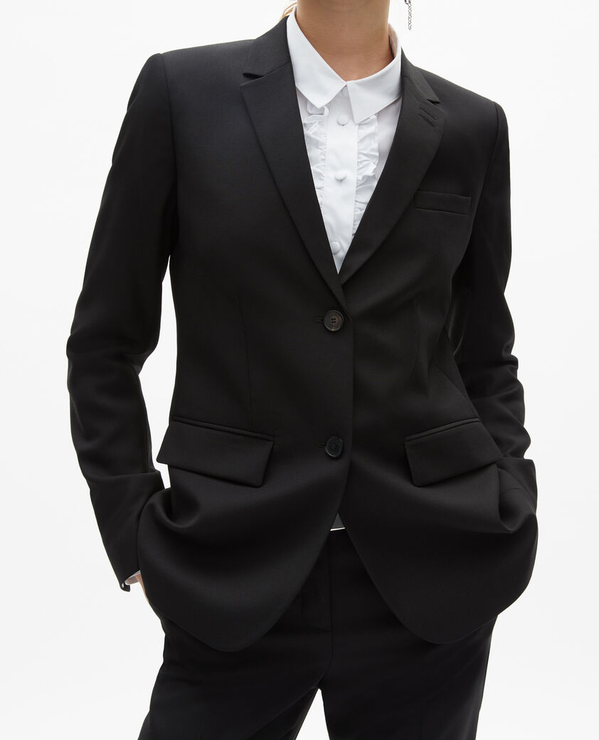 The Kooples FEMME BLACK veste tailleur en laine coupe cintrée noire