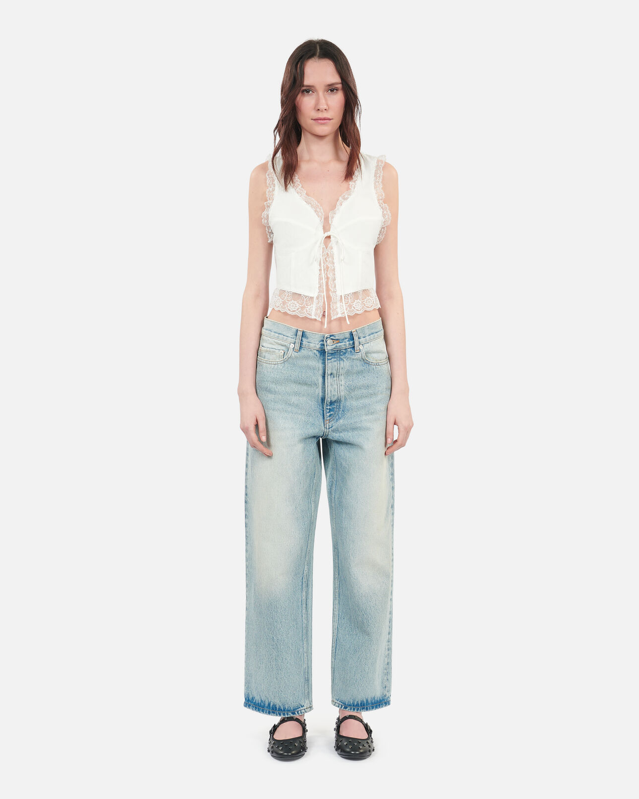 The Kooples WOMEN ECRU ecru sleeveless top with lace