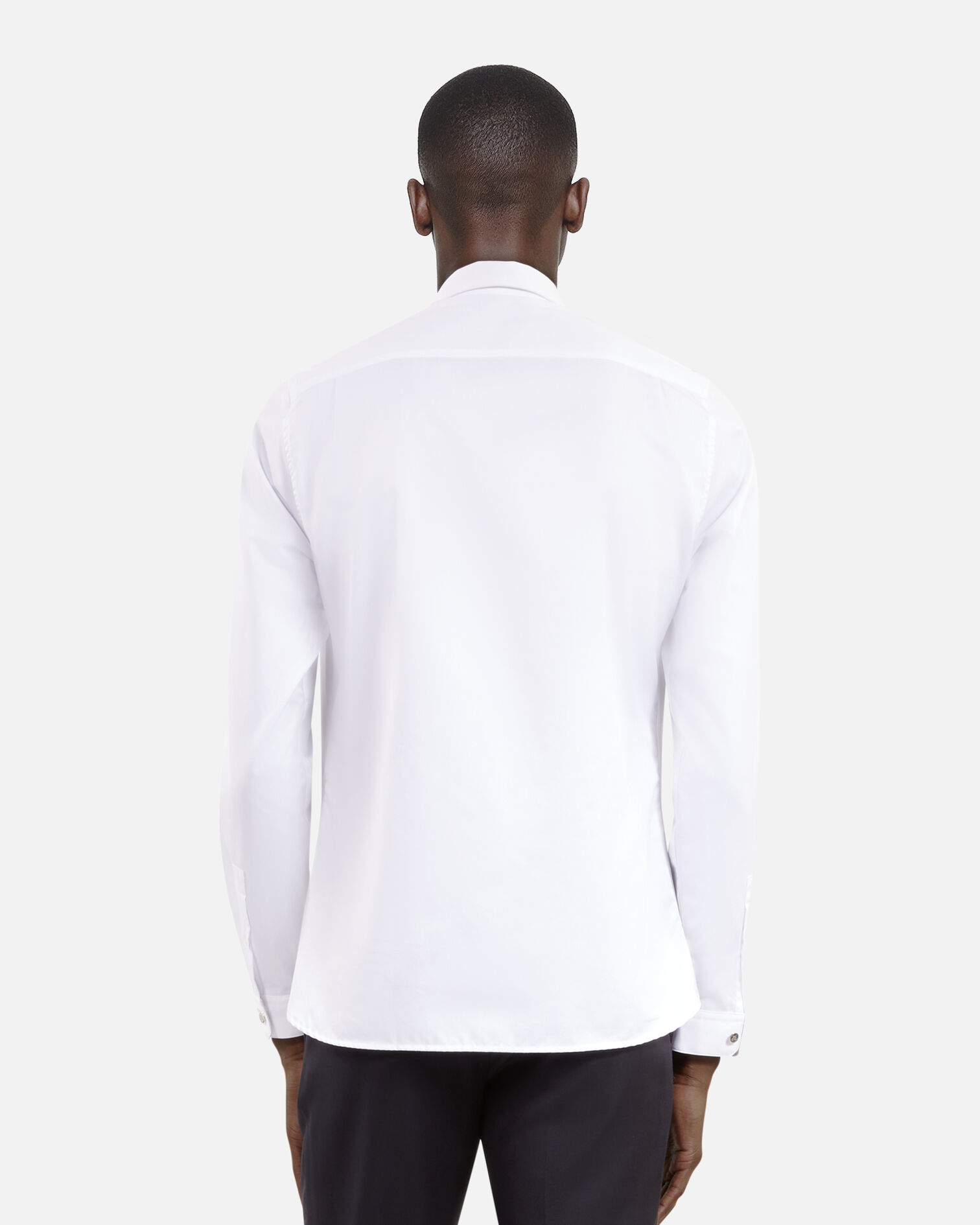 White cotton shirt with classic collar, WHITE, hi-res image number null