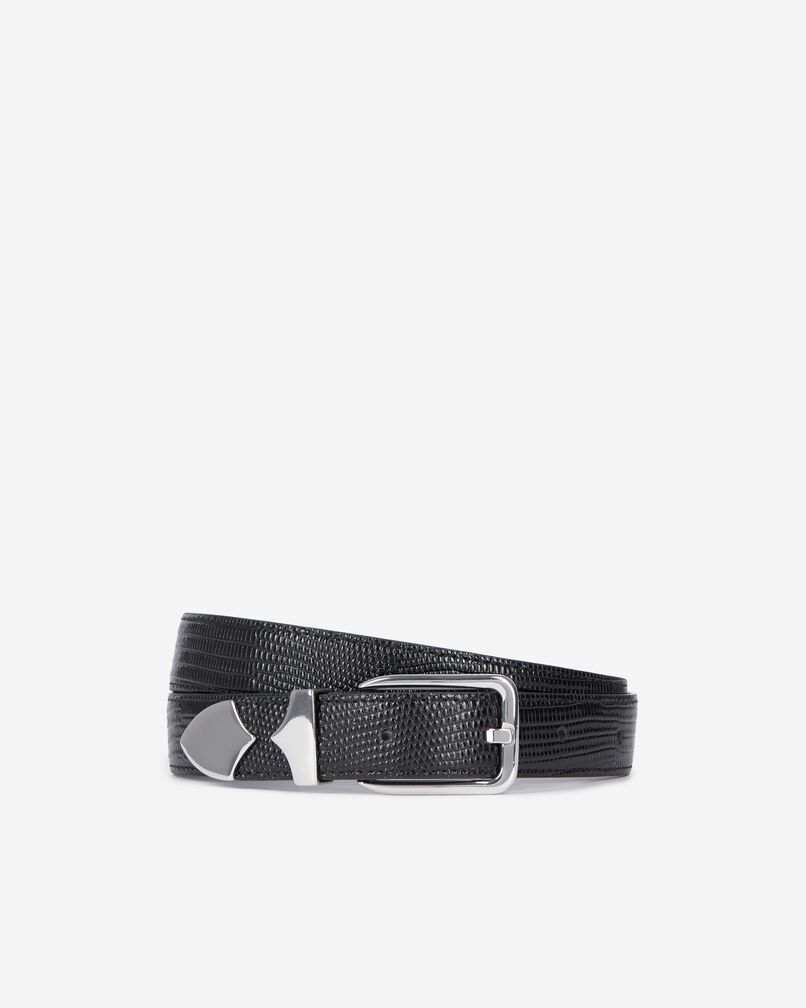 The Kooples HOMME BLACK ceinture en cuir effet crocodile noir