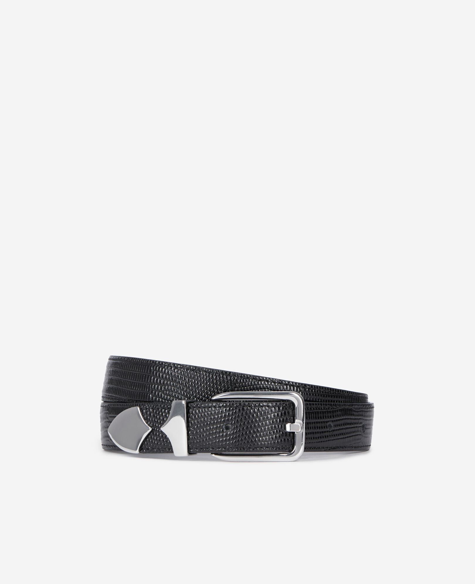 The Kooples MEN BLACK black crocodile-effect leather belt