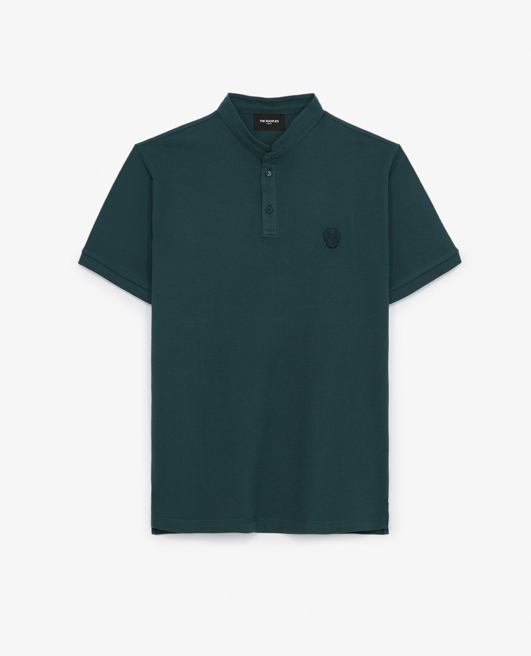 Polo vert fonc col officier badge The Kooples France