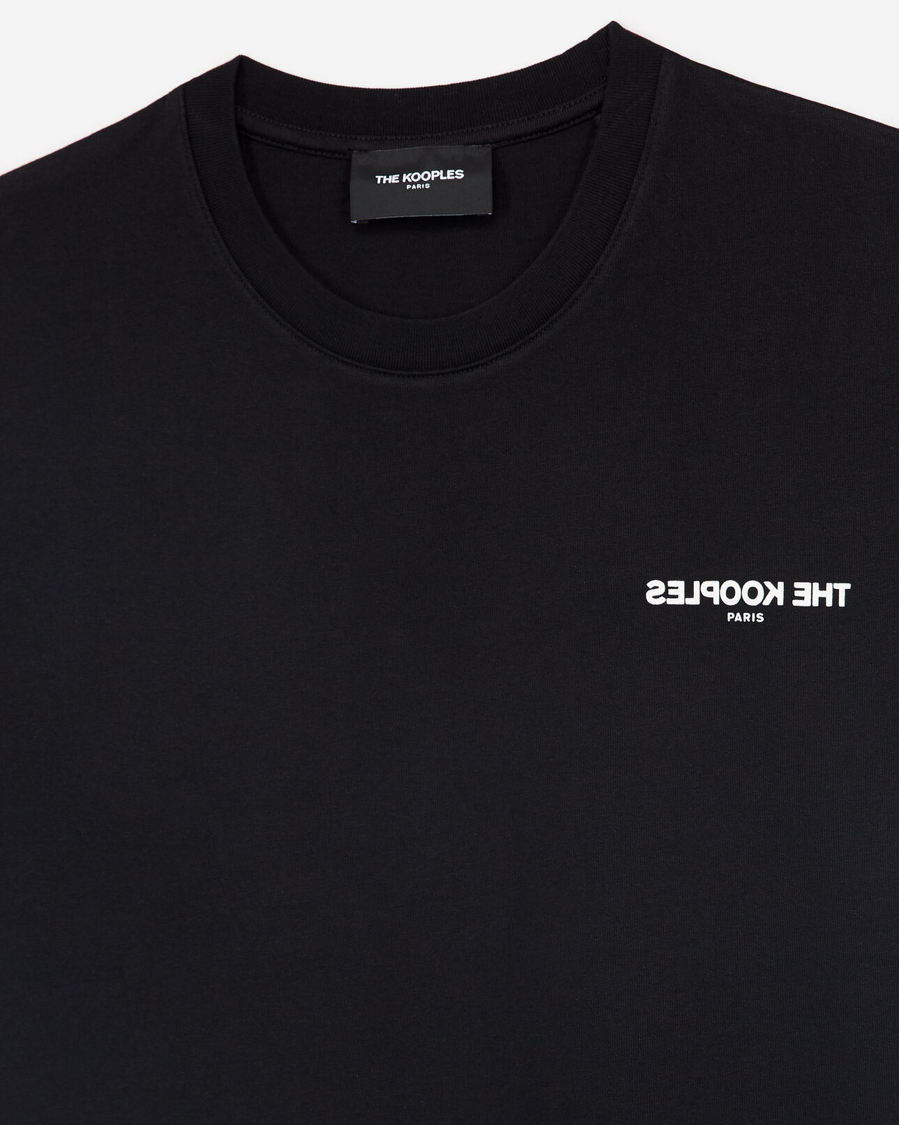 The Kooples MEN BLACK black jersey t-shirt with breast logo