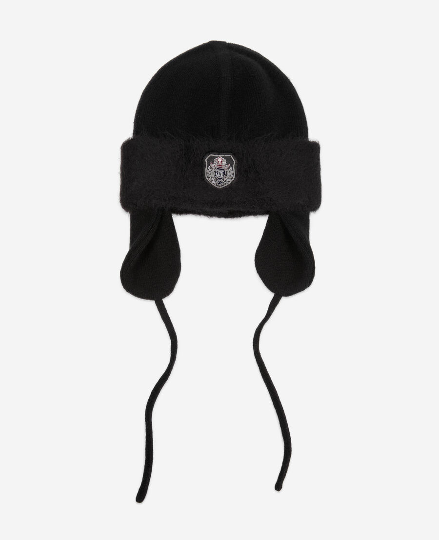 The Kooples WOMEN BLACK DARK GREY black wool and alpaca chapka