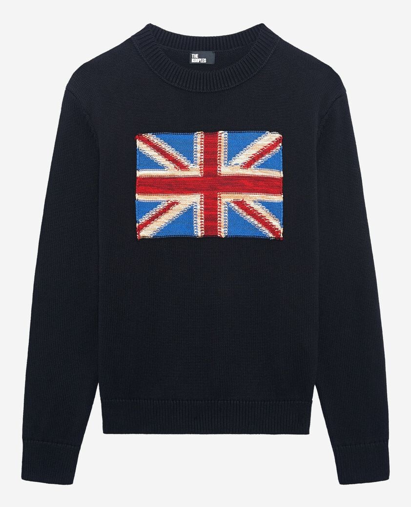 The Kooples FEMME NAVY pull drapeau anglais en coton marine
