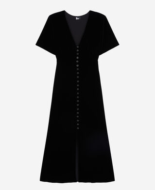 The Kooples F BLACK long black velvet dress